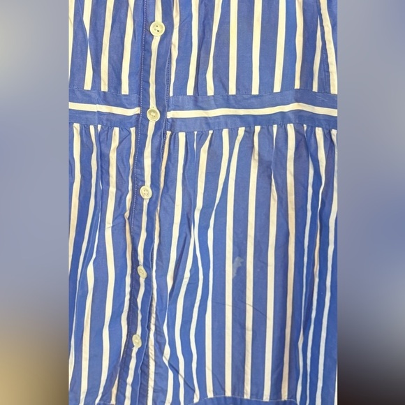 J CREW Button Front Striped Midi white and blue 100% cotton sz 2 skirt preloved - Picture 9 of 9
